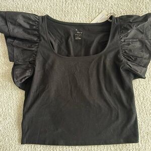 A New Day Black ruffle Sleeve Blouse